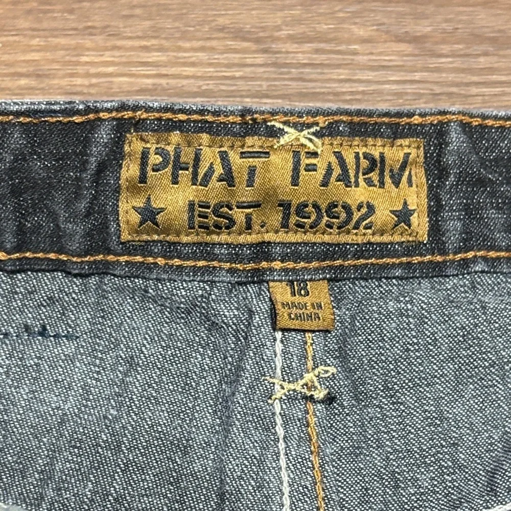 Vtg Phat Farm Embroidered Baggy Jeans Gray Gold Y2K Streetwear 16